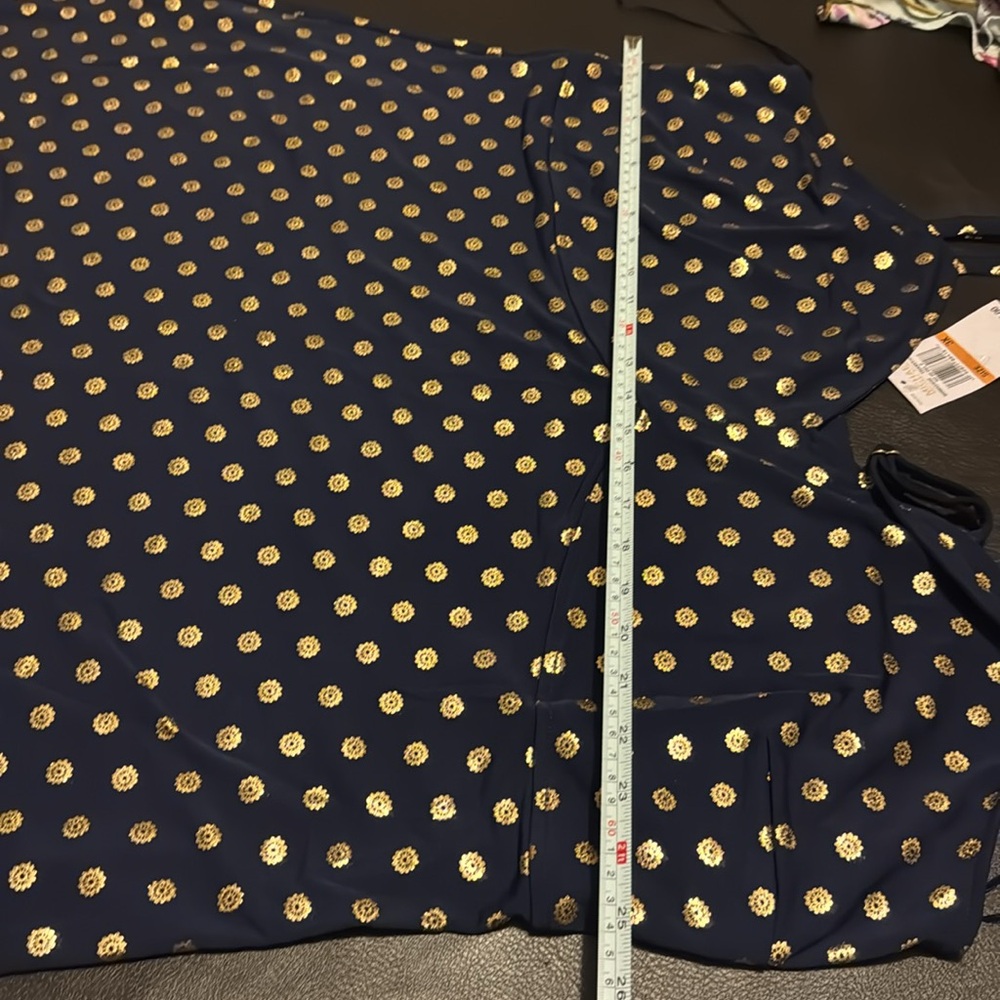 NWT Michael Michael Kors True Navy And Gold Beautiful Maxi Dress Size 3X - Picture 7 of 12